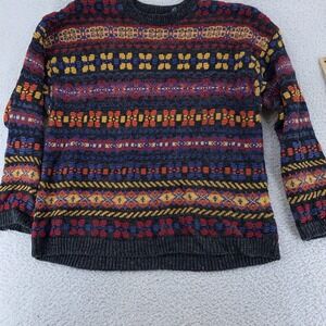 Vintage Structure Fair Isle Geometric Heavy‎ Knit Sweater XL 90s Cottagecore